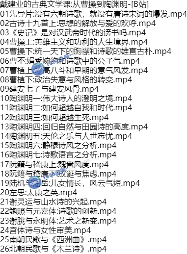 百度云【戴建业的古典文学课】：从曹操到陶渊明MP4网盘下载